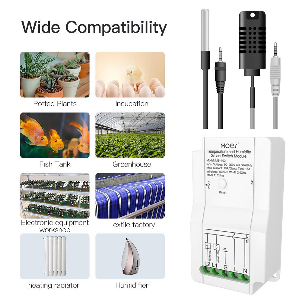 Graffiti WiFi Dual-Channel Temp & Humidity Switch with Timer & Alexa Support