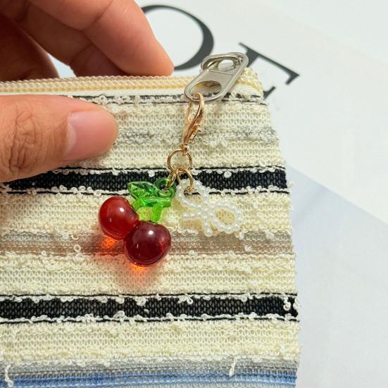Keychain Pendant Bowknot Decor Simulated Fruit Design Key Chain with Universal Lobster Clasp Keys Bags Phones Accessory