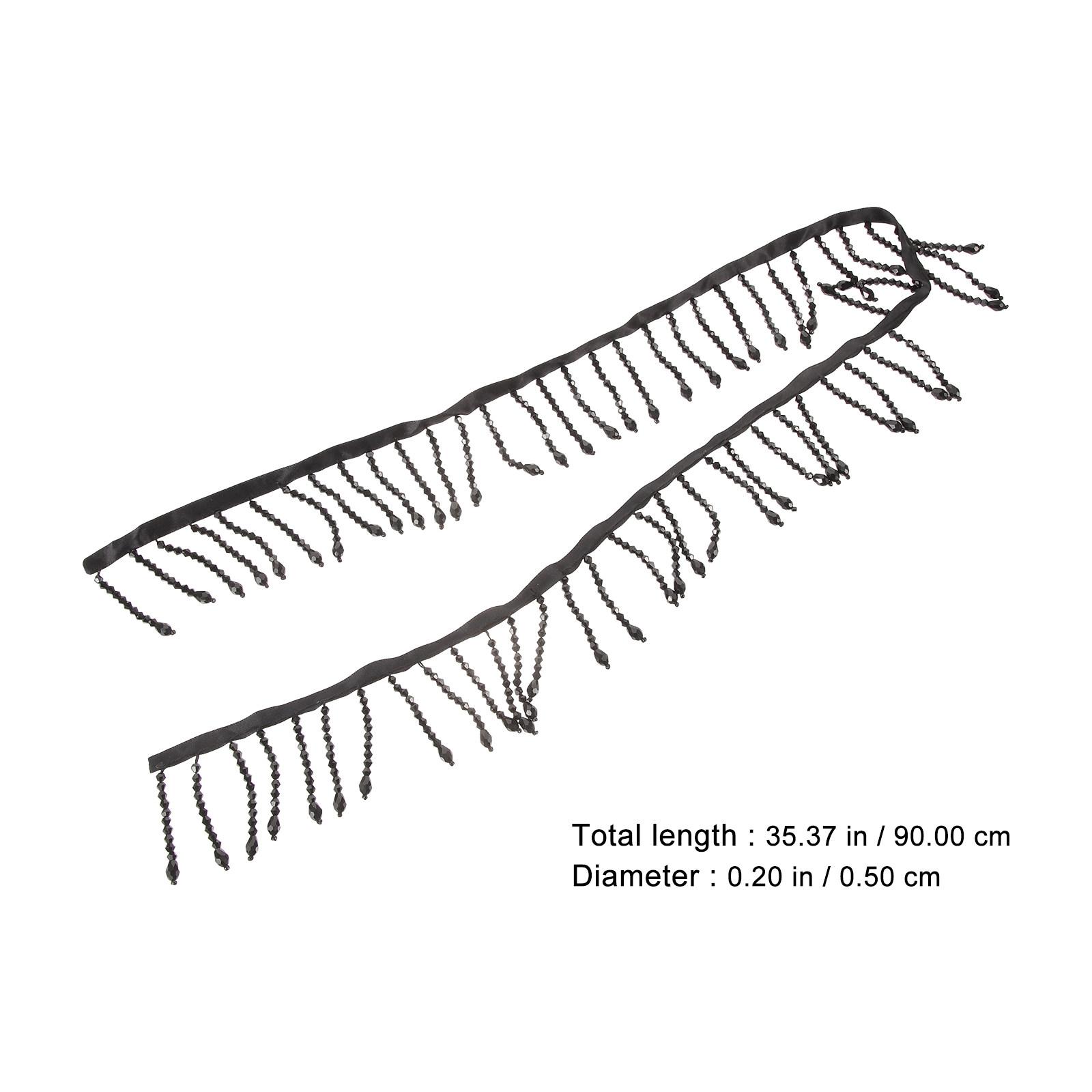 

Beaded Fringe Trim 1M Length Crystal Bead Tassel Styling Easy Cut for Sewing Crafts DIY Fashion Accessories Beaded Fringe чёрный