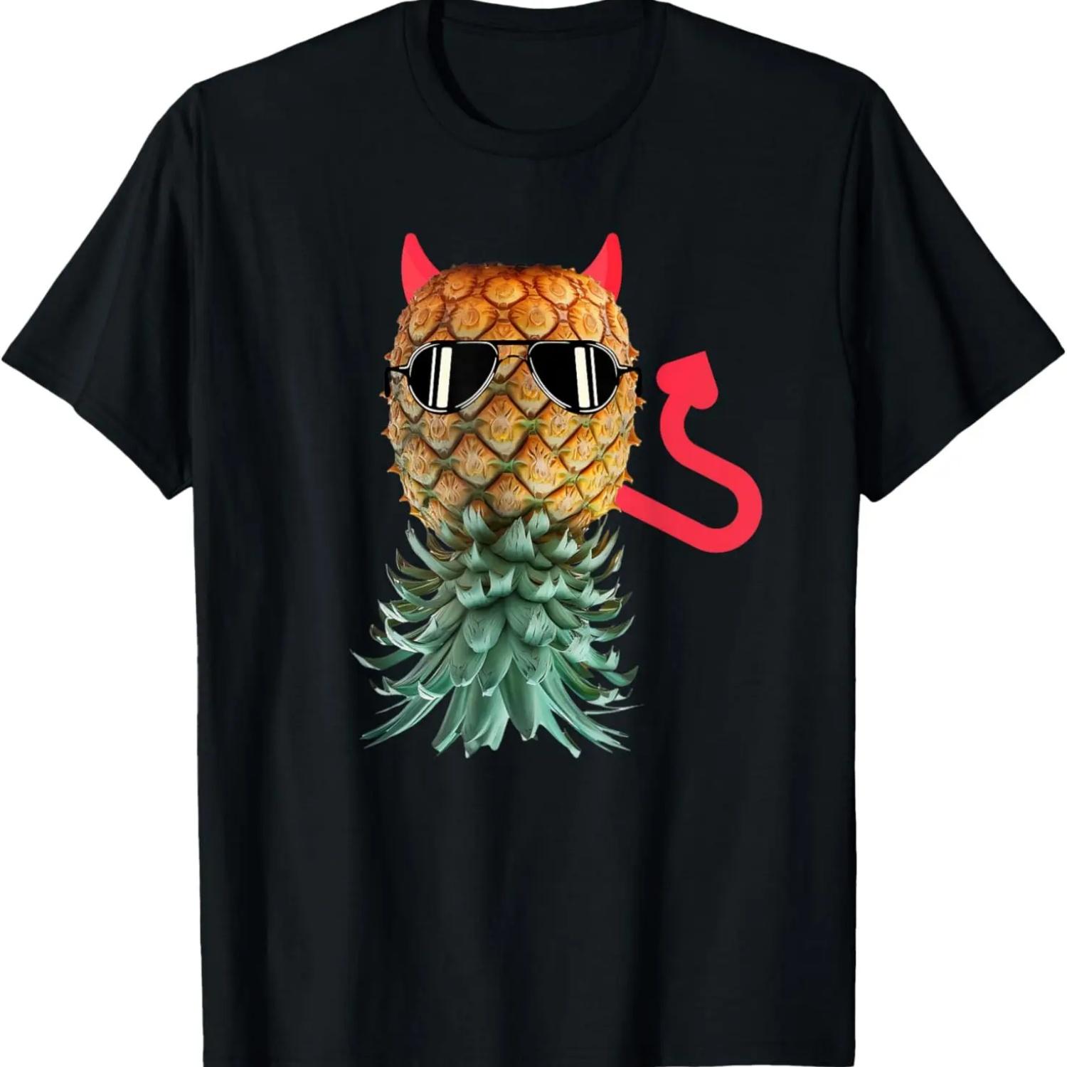 Matching Wife & Husband Devil Upside Down Pineapple T-Shirt S
