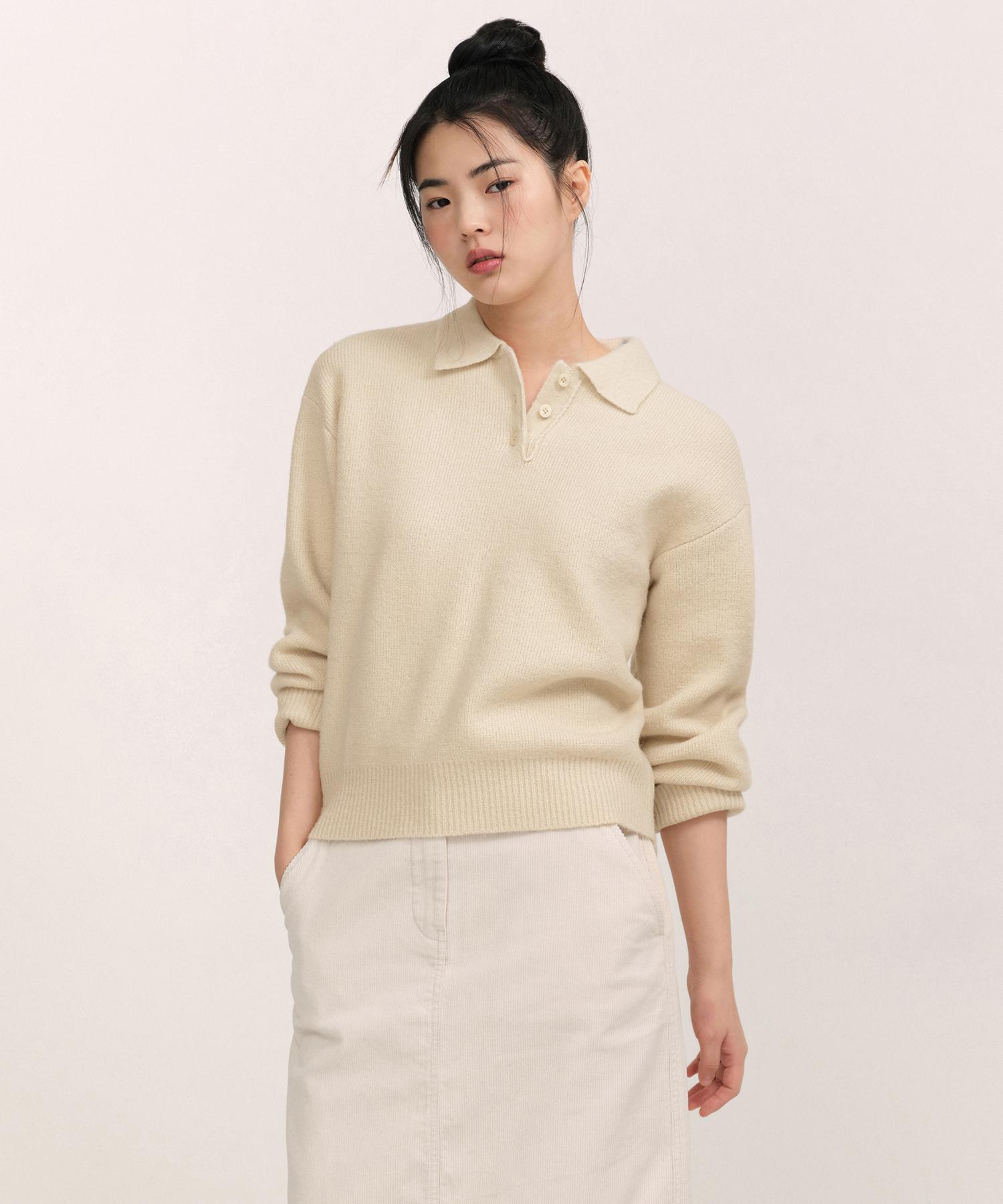 Musinsa Standard Woman Women S Soft Boucle Collared Knit [Cream] Cream/M