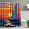 Modern Style Sunset Sailboat Bath Shower Curtain Waterproof Fabric Decorative Door Hanging Home Decoration