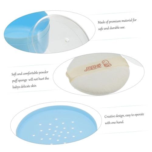 GARVALON Baby Powder Puff Box, Talcum Powder Puff Case, Durable Material, One-Hand Operation, Gentle On Skin, Newborn Care Supplies, 2-Pack