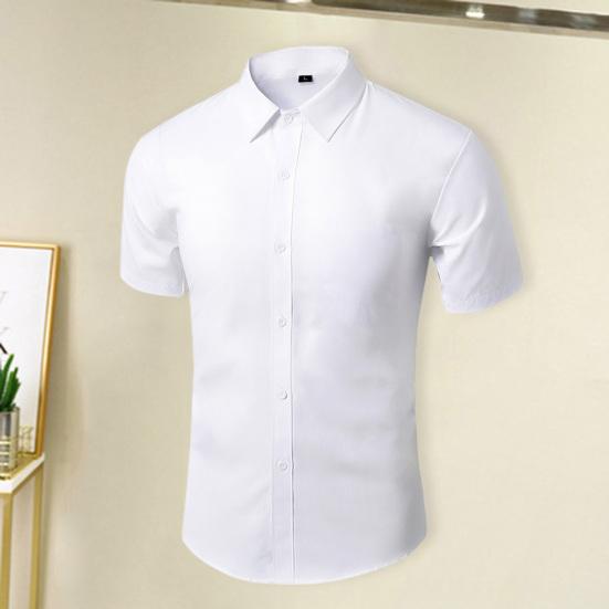 Cămașă pentru bărbați, mâneci scurte, guler răsturnat, cu un singur piept, costum casual de lucru, cămașă, haine de birou.