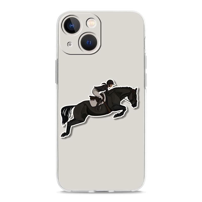 Animal Galloping Horse Girl Drawing Luxury Phone Case For iPhone 15 16 14 13 12 11 Pro Max XS X XR SE 7 8 Plus Clear Cover