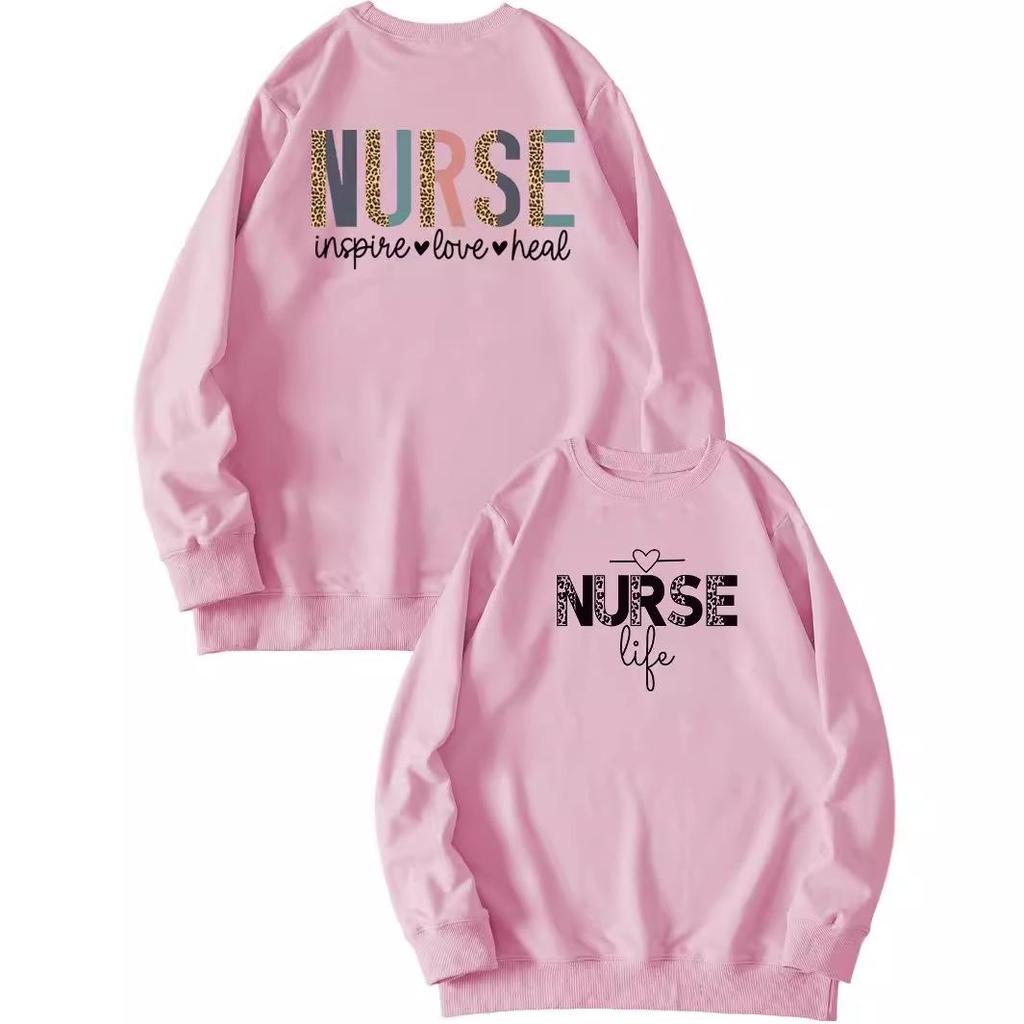 European Front & Back Print Nurse Inspire Love Heal Women's Versatile Hoodie