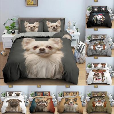 Cute Dog Bedding Set Animals Pattern Duvet Cover Bedroom Printed Comforter Set With Pillowcase Queen Single Double Size 2/3 Pcs