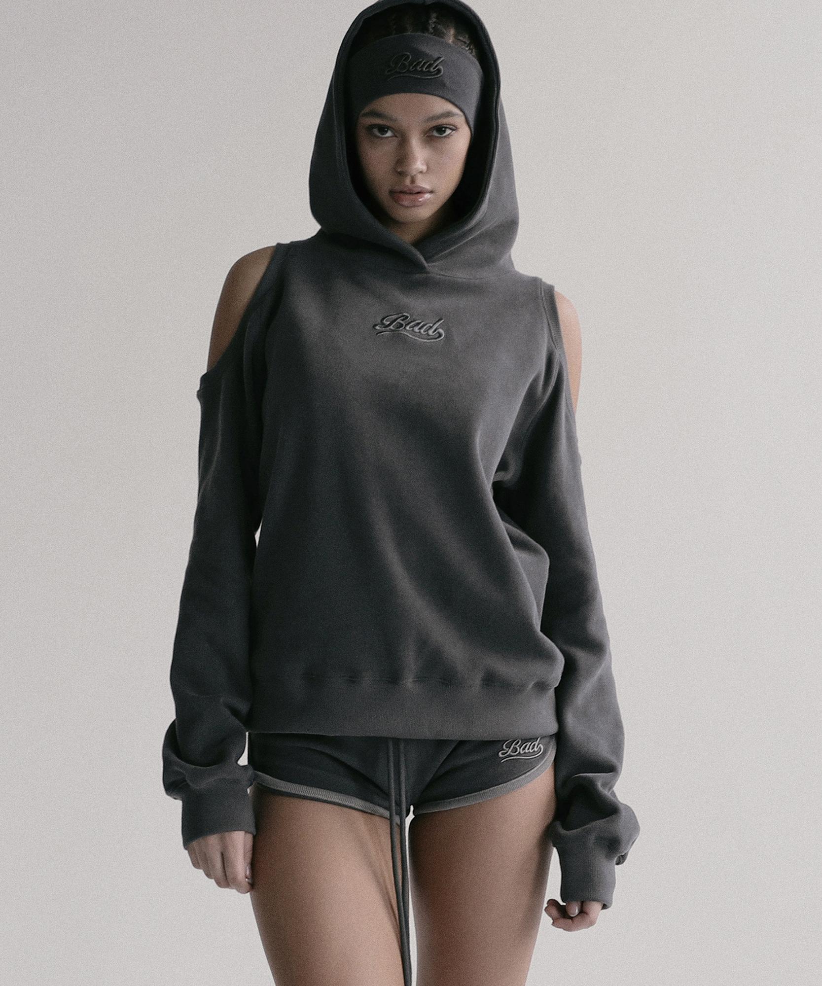 Bad Blood Beyond Soft Cutout Hoodie - Charcoal M