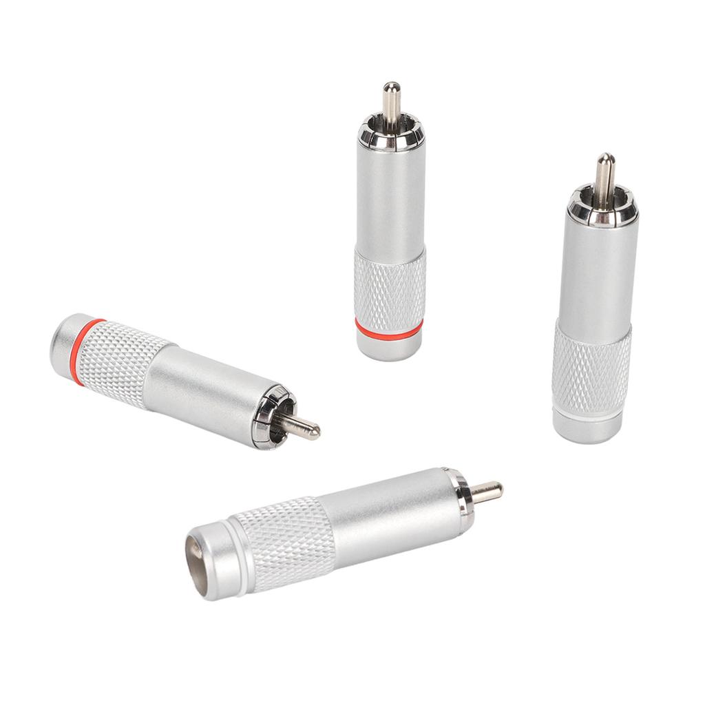 4Pcs RCA Sound Connector DIY Chrome Plated Low Loss Welding RCA Male Plug for Professional Sound