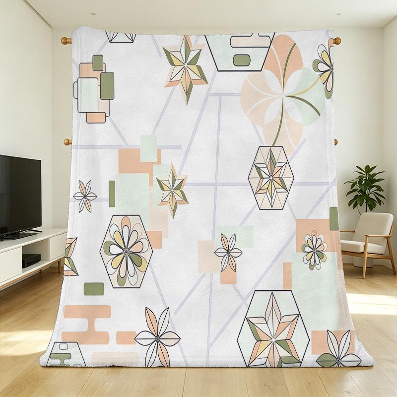 Printed Flannel Blanket - Skin-friendly Soft Plush, Warm Cozy Home Throw, Simple Stylish Design, Ideal for Christmas, Halloween & Daily Leisure Use
