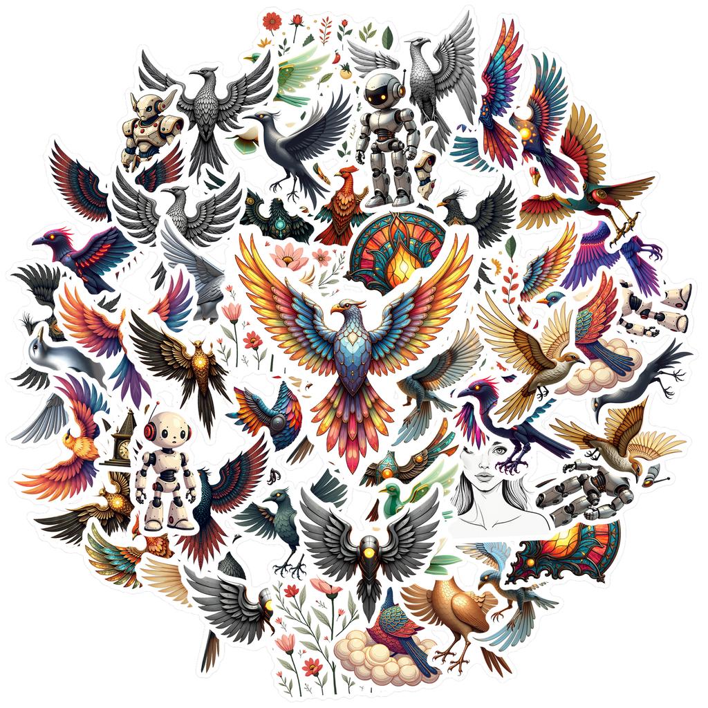 35pcs-100pcs Colorful Floral Stickers Stickers Vivid Robot Animal Stickers Teacher Reward Stickers For Fridge Car Sticker