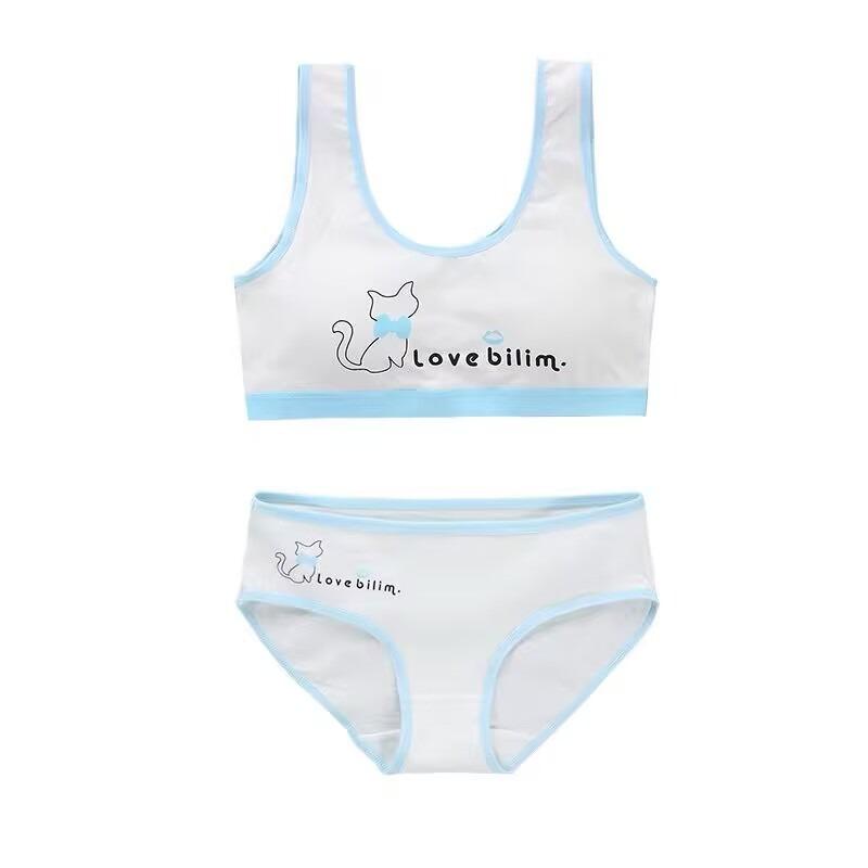 Girls Bra Cotton Underwear For Teenager Training Bra Set for Student Puberty Vest Bras 8-14Years