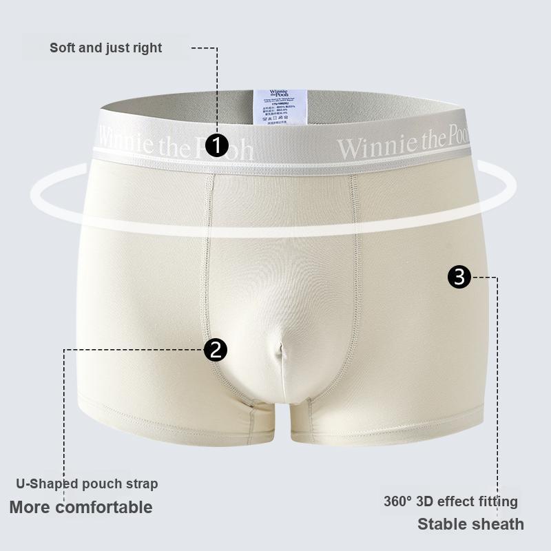 Disney Solid Color Simple Comfortable Breathable Antibacterial Boxer Briefs Gift Box Men underwear DISINI004-2