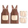 1/2Set No-Tie Cross Back Chef Apron Cross-Back Waterproof Kitchen Apron with Removable Hand Towel Pockets Anti-fouling Uniform