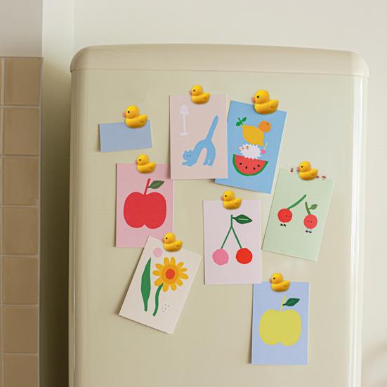 10Pcs Little Yellow Duck Refrigerator Magnet Home Office Kitchen Locker Fridge Magnetic 3D Cartoon Duck Decoration Ornament