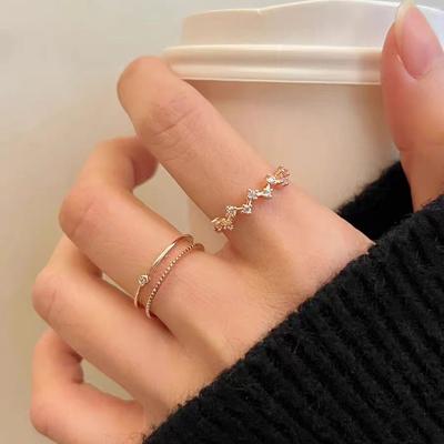 The Owner'S Wall Pushes~ Super White-Plated Rose Gold Ring, Women'S Light Luxury High-End Sense, Exquisite Zircon-Inlaid Simple Ring.