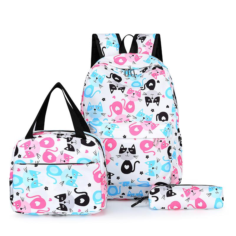 Student backpack three-piece fashion casual printed backpack large capacity computer bag college student schoolbag