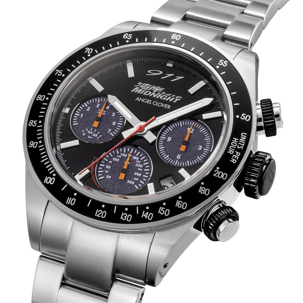 Wangan Midnight Collaboration Watch Blackbird Model Solar Powered 10 ATM Water Resistant Mineral Glass Black Dial [AngelClover] WM40-BK Men's