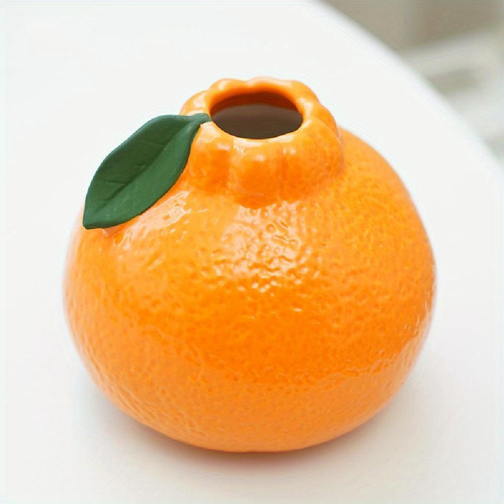 Orange Vase for Home Decor, Decorative Vase Fruit Shape Vase Tabletop Decorative Vase Table Centerpieces Decoration
