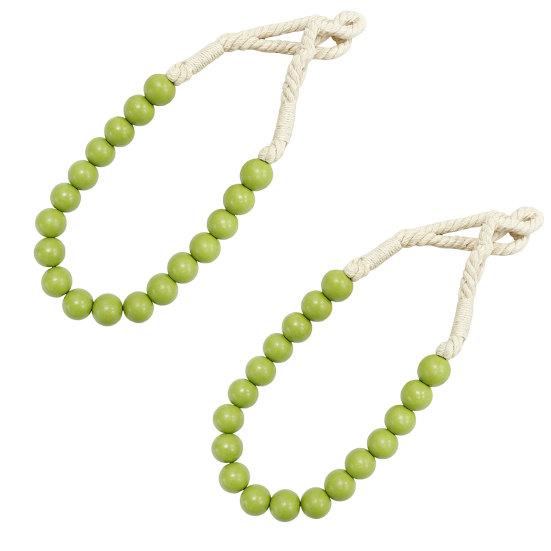 2Pcs Wood Bead Curtain Tiebacks, Curtain Holdbacks for Thin or Thick Window Draperies, Boho Farmhouse Curtain Tiebacks, Curtain Tie Backs for Home