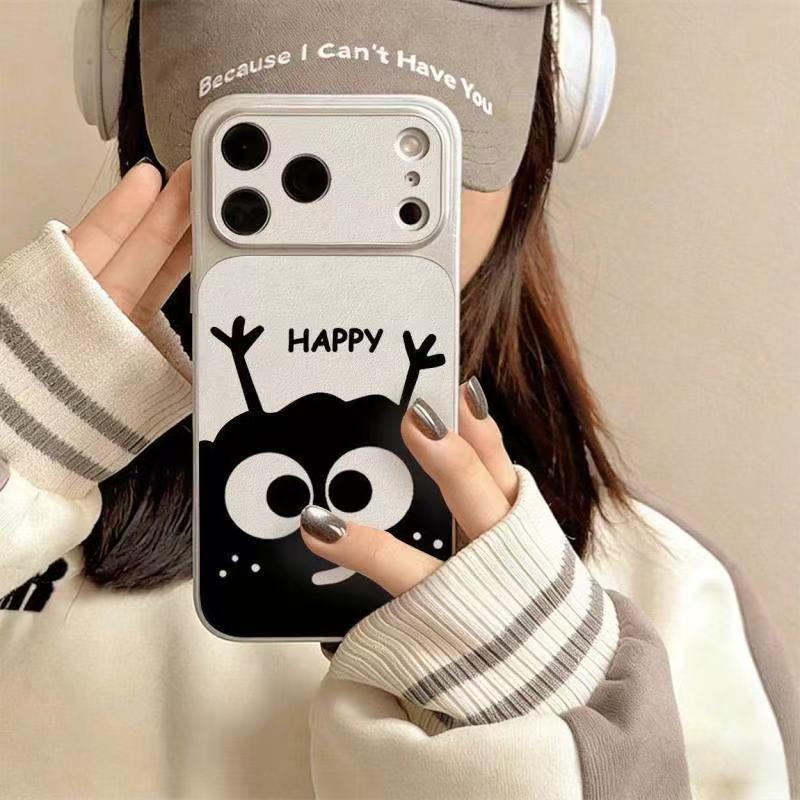Cartoon Coal Ball Lambskin iPhone 17 Case: Compatible with Apple 16 Pro/15/14/13/12