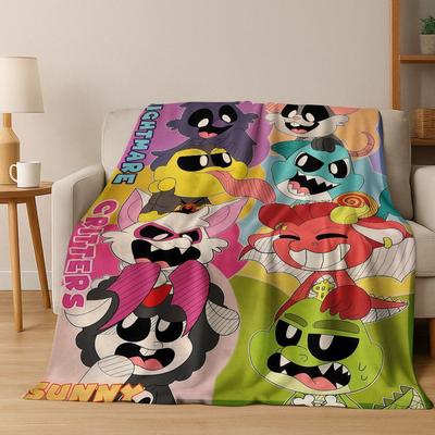 Cartoon S-Smiling C-Critters Craftycorn Catnap Art Flannel Blanket,Cozy Soft Throw Blanket for Home Bedroom Bed Sofa Cover Gift