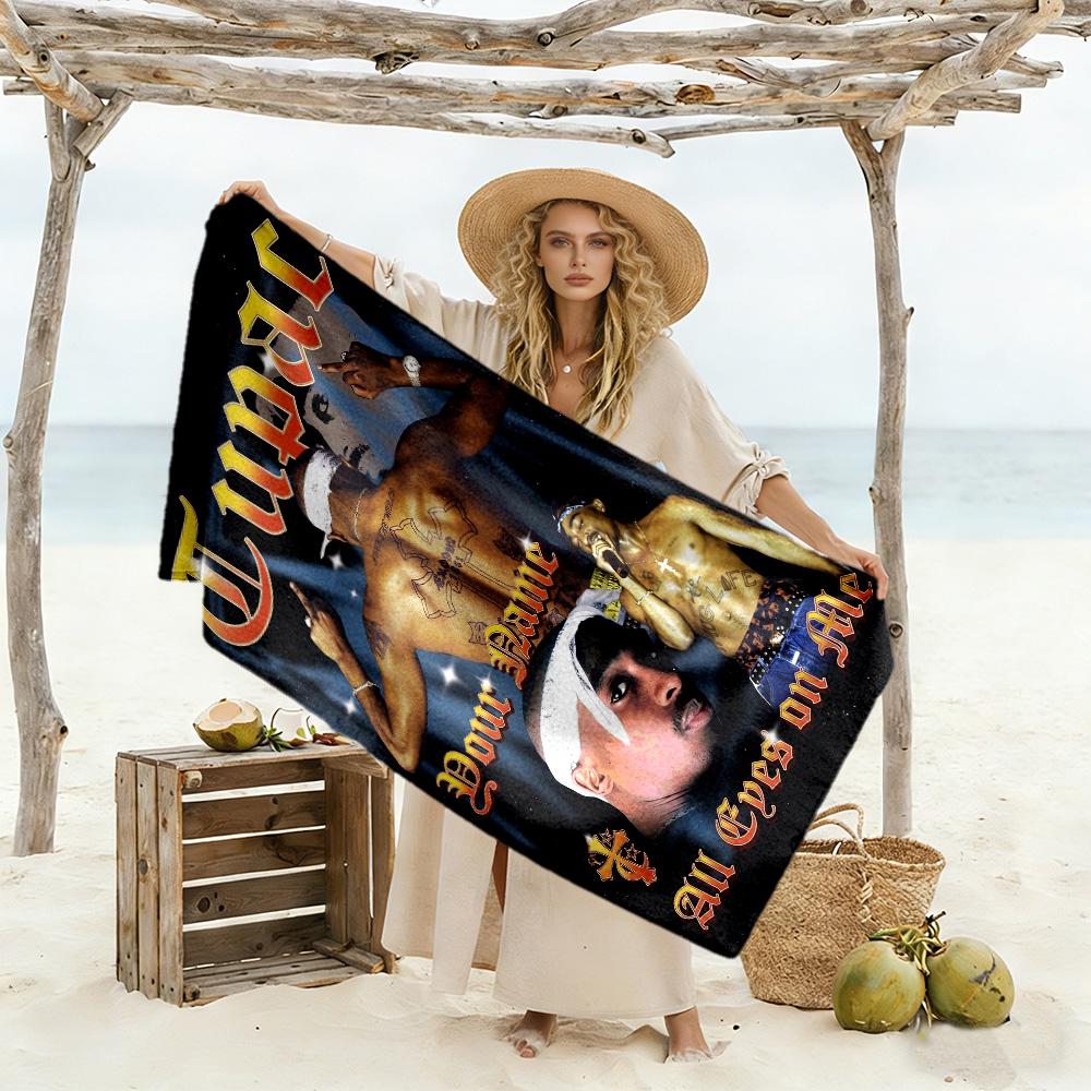 2pac Customize Your Name Beach Towel Soft Durable Quick-Dry Suitable for Swimming Gym Camping Yoga Vacation