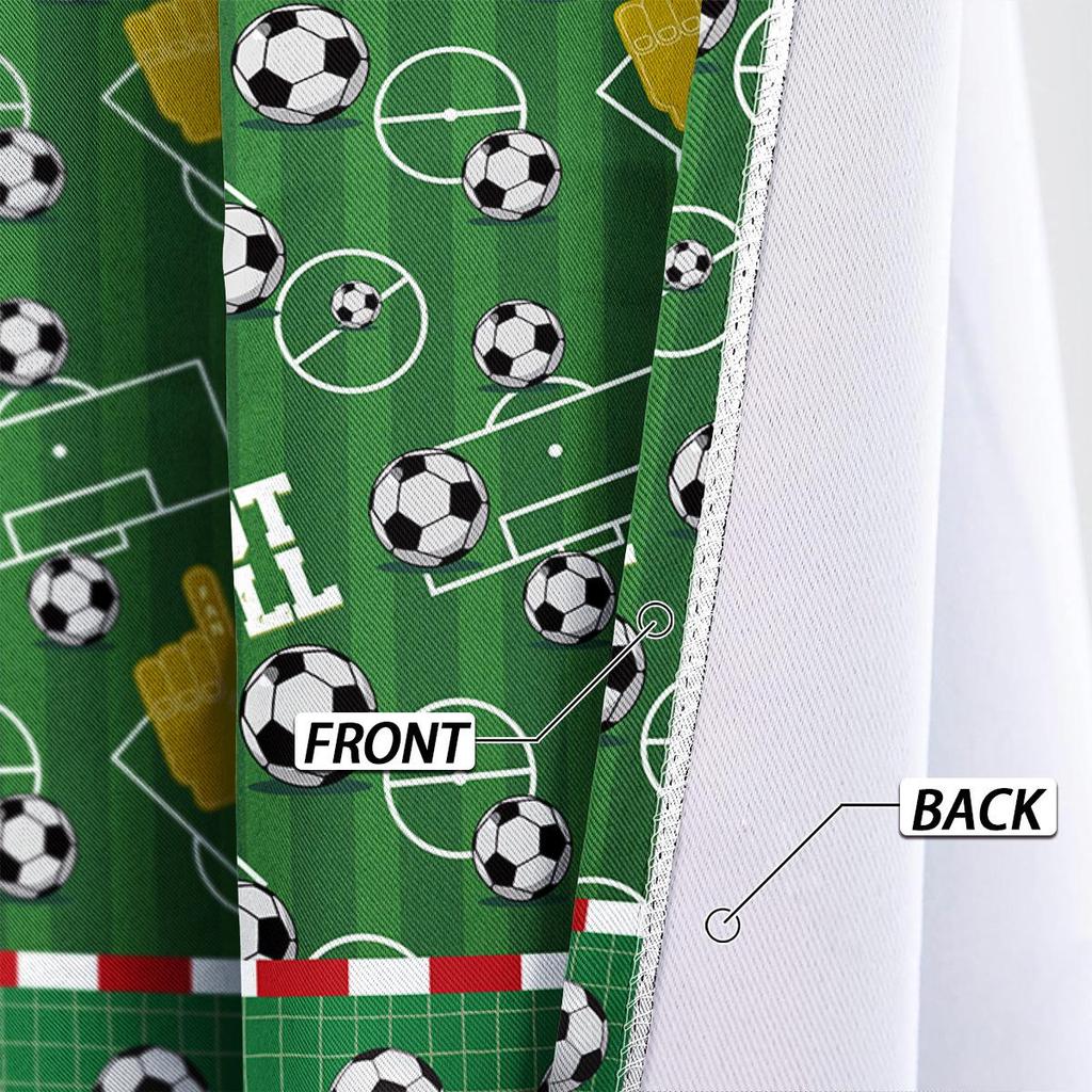 World Cup Football Pattern Blackout Curtain for Boys' Bedroom - High Heat Insulation, Custom Size Available