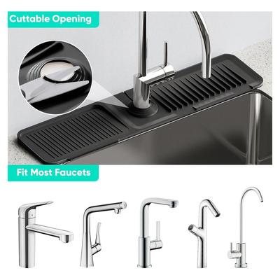 24 Inch Longer Faucet Mat for Kitchen Sink Bathroom Kitchen Sink Splash Guard Silicone Sink Faucet Mat Splash Guard
