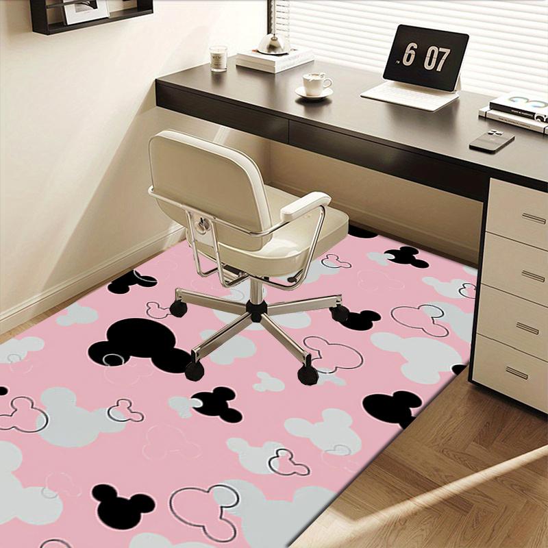 Office Rug Mickey Mouse, Pink Background theme 3D Printed Anti-Slip Rug-Machine Washable for Living Room
