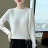 100% Wool Round Neck Long Sleeve Women's Solid Twill Ribbed Base Layer Top - 2026 Autumn/Winter Collection