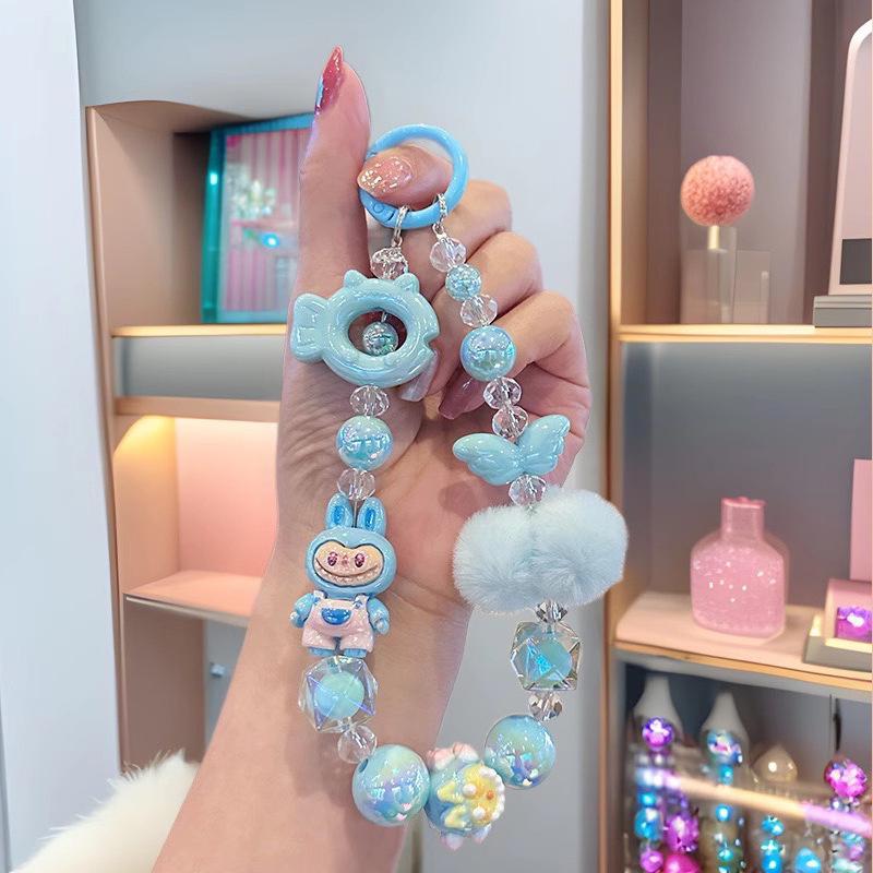 Trendy Pom-Pom Doll Phone Charm: Cute Cartoon Lanyard & Bag Pendant for Girls