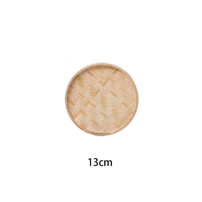 Handmade Weaving Round Bamboo Sieve Raft Natural Bamboo Fruit Dish Rattan Bread Basket for Dinner Storage Plate DIY Home Decor
