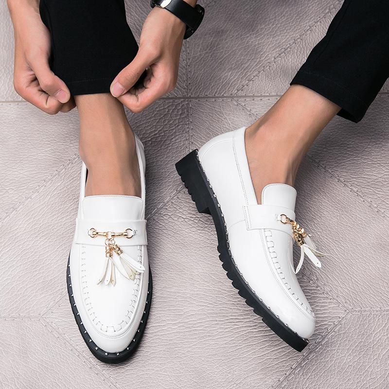 Modedesigner Marke Schlichte Herren Leder Freizeitschuhe Weiche Sohlen Bequeme Slipper Leichte Herren Flache Arbeitsschuhe Rutschfest