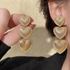Elegant Silver Needle Heart Tassel Stud Earrings – Exquisite & Versatile Ear Jewelry for Women