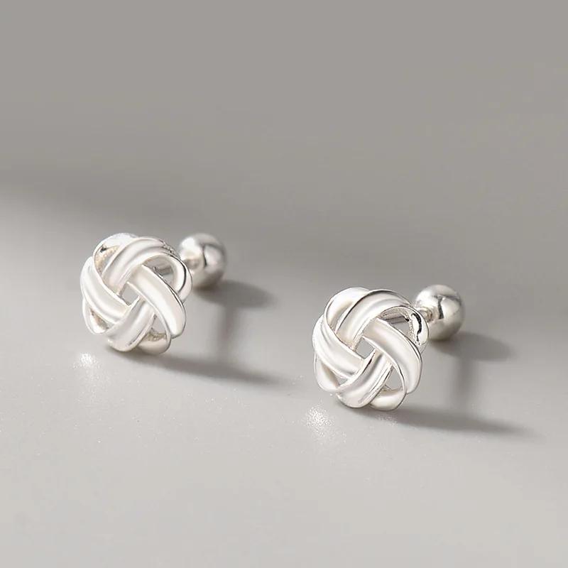 925 Sterling Silber Wickelschraube Ohrstecker Lustige Originalität Unregelmäßigkeit Koreanischer Ohrring Jubiläumsparty Piercing Schmuck