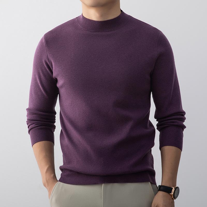 Men's Autumn Winter New Wool Blend Turtleneck Quiet Luxury Long Sleeve Base Layer Fashion Sweater