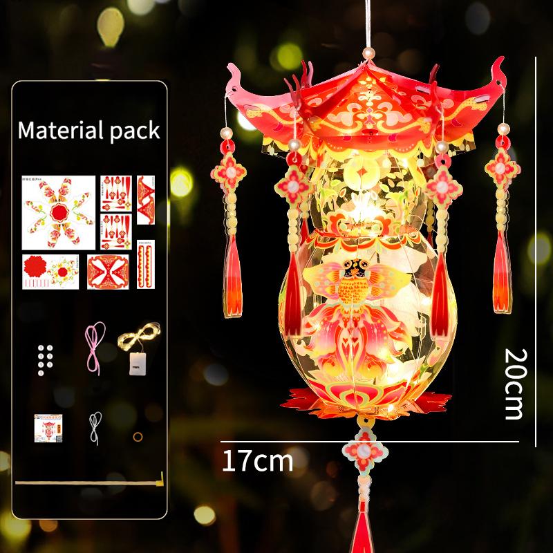 Mid Autumn Festival Lantern Palace Shape DIY Lantern Handmade Luminous Lamp Holiday Hanging Light Decor Birthday Gift Lanterns