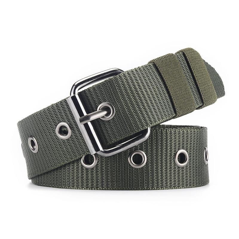 Canvas Belt Men'S Pin Buckle Imitation Nylon Knitted Student Green Unisex Belt Women