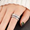 Light Luxury Zircon Ring Three-Piece Set, Wedding Banquet Dress Accessories, Fashionable Geometric Design Ring