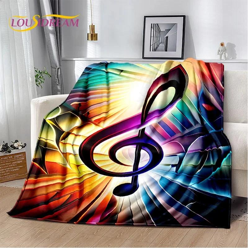 Colorful Music Score Cartoon Throw Blanket Soft Cozy Blanket for Bedroom Sofa Picnic Travel Office or Childs Room  Home Textiles
