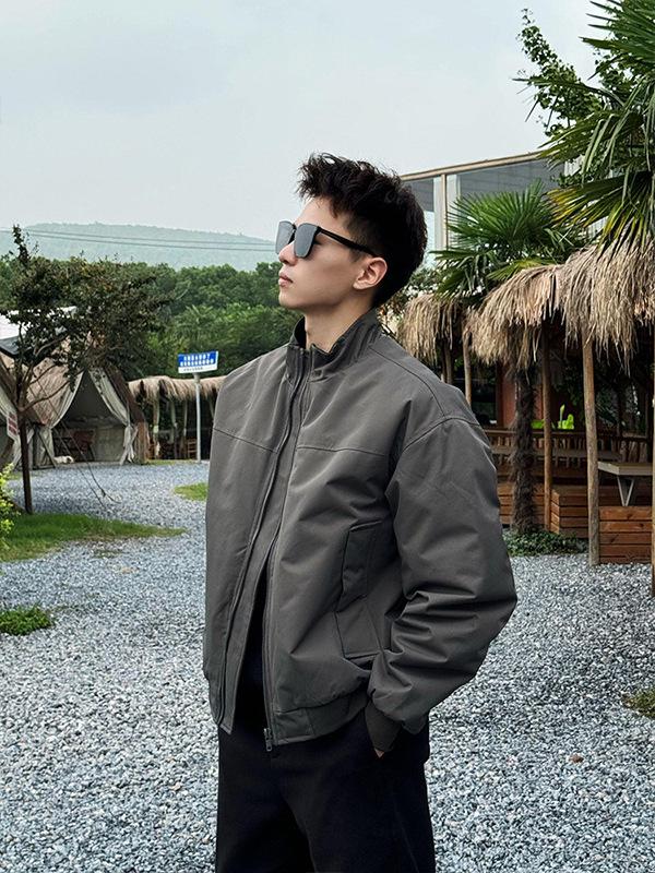 Men's American Style Winter Pilot Jacket: Stand Collar, Short, Loose, Casual Workwear, Padded Flight Jacket