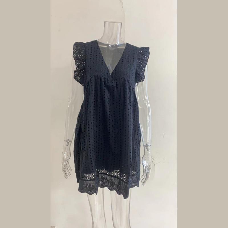 GMXIA Spring and Summer Women's Lace Jacquard Cut-out V-neck Dresses