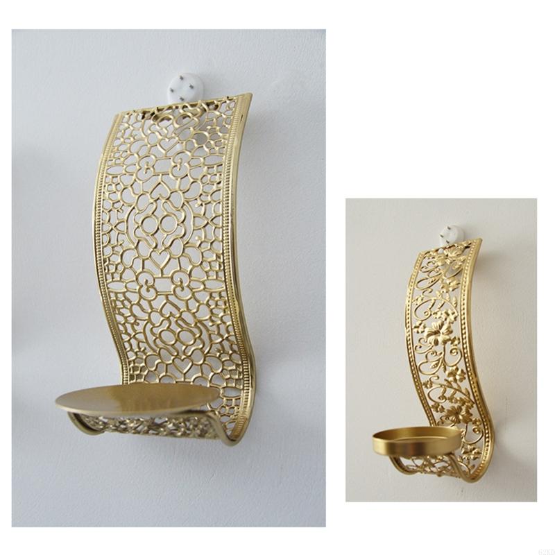 62KD Nástěnný držák svícnu s dutým vzorem, nástěnný držák na čajovou svíčku, stojan, železné řemeslo do obývacího pokoje, koupelny, na dvůr