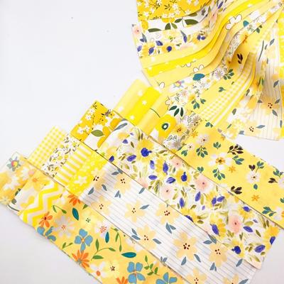 40Pcs Yellow Printed Precuts Fabric Jelly Rolls Sewing Material Cotton Patchwork Strips 6.5x50CM DIY Cotton Strip