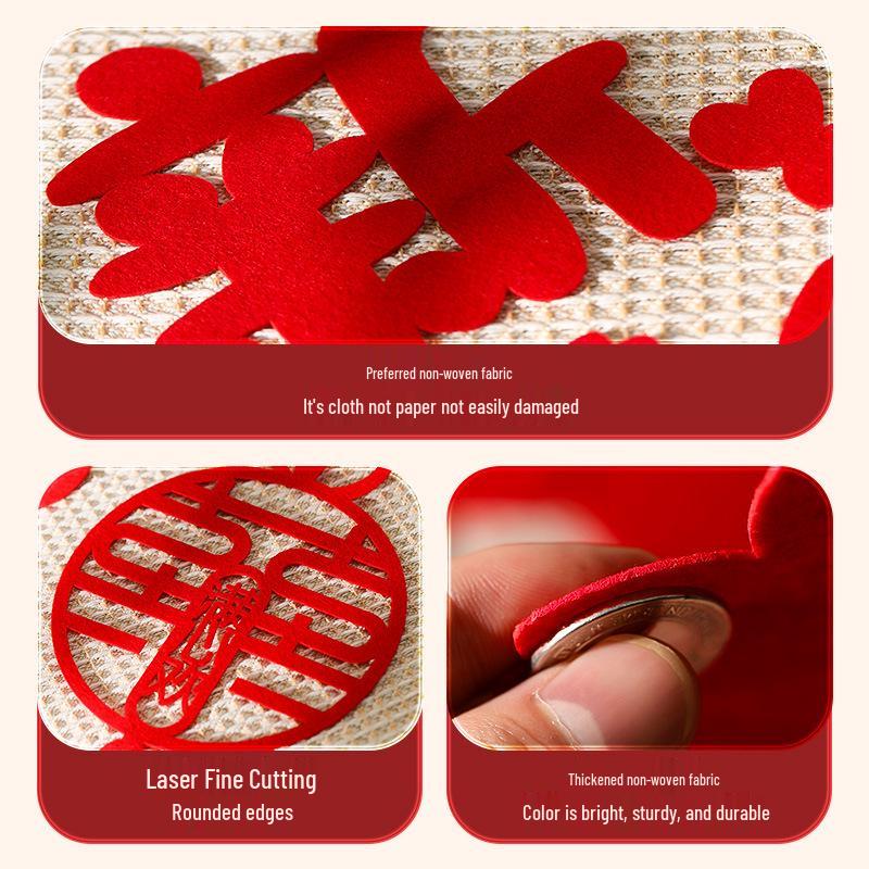 Wedding Decoration Set: Double Happiness Stickers for Living Room, Bedroom, and Wardrobe