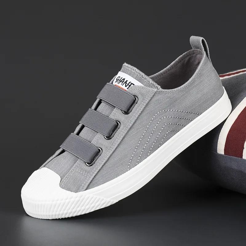 Mode Herrenschuhe Outdoor Atmungsaktiv Männlich Canvas Laufschuhe Fitness Freizeit Sneaker Nähen Sportliche Flats Runde Zehenpartie Vulkanisierte Schuhe