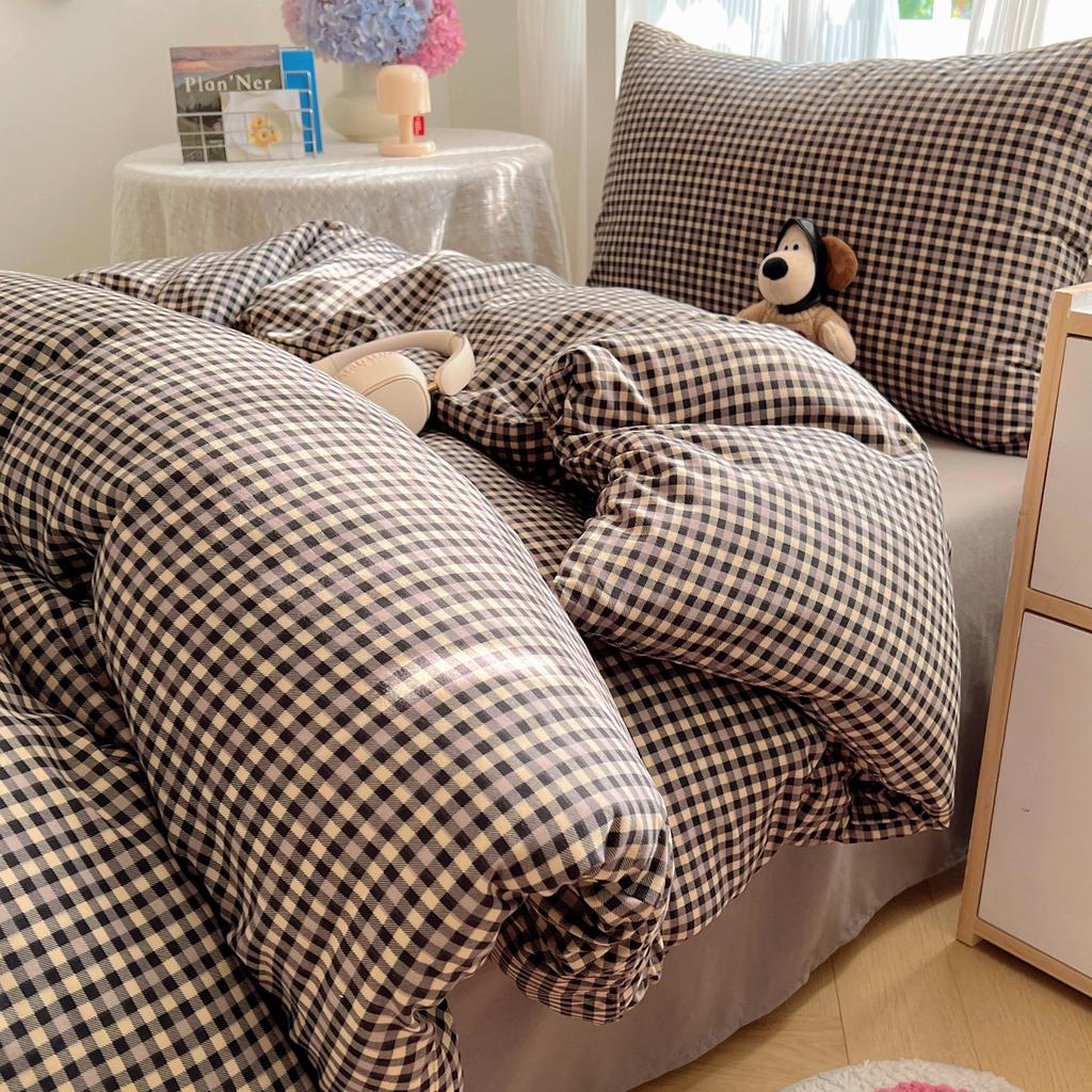 Class A Mother and Baby Grade Pure Washed Cotton Four-piece Set Ins Small Fresh Bed Sheet Quilt Cover Student Dormitory Style Bedding Set