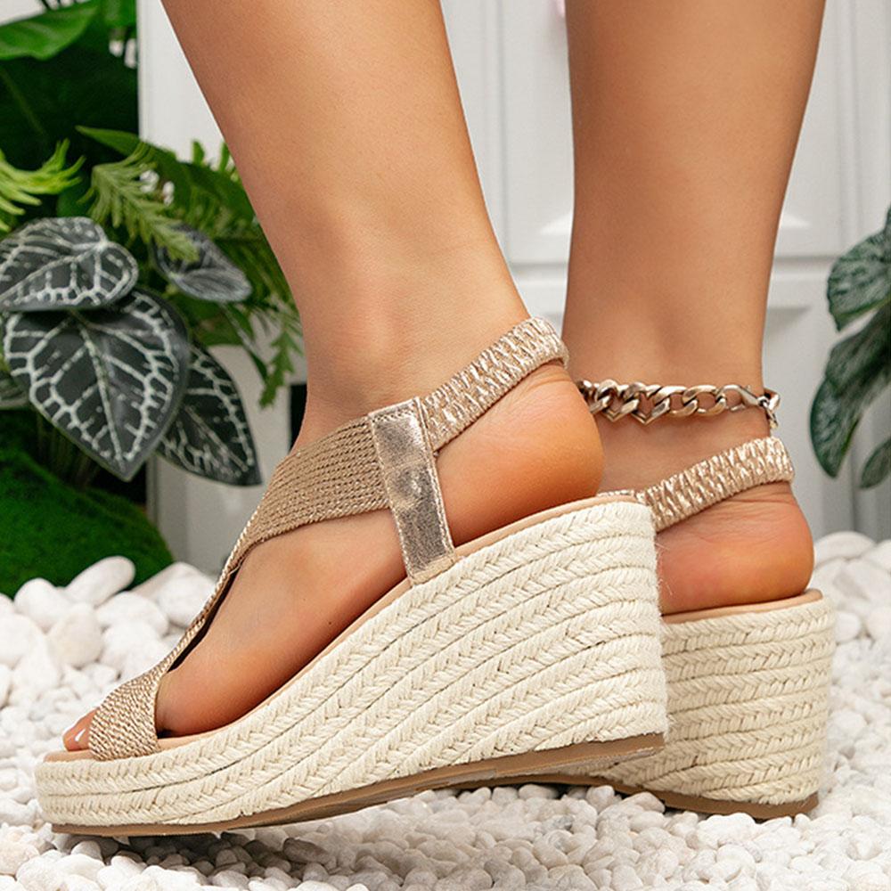 New Summer Trendy Espadrille Platform Wedges Women Sandals Chunky Platform Leisure Women Shoes Sandals Big Size 43