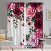 2 Pcs Rose Print Curtains,suitable for Bedroom,living Room Kitchen Decoration,home Decoration,window Decoration